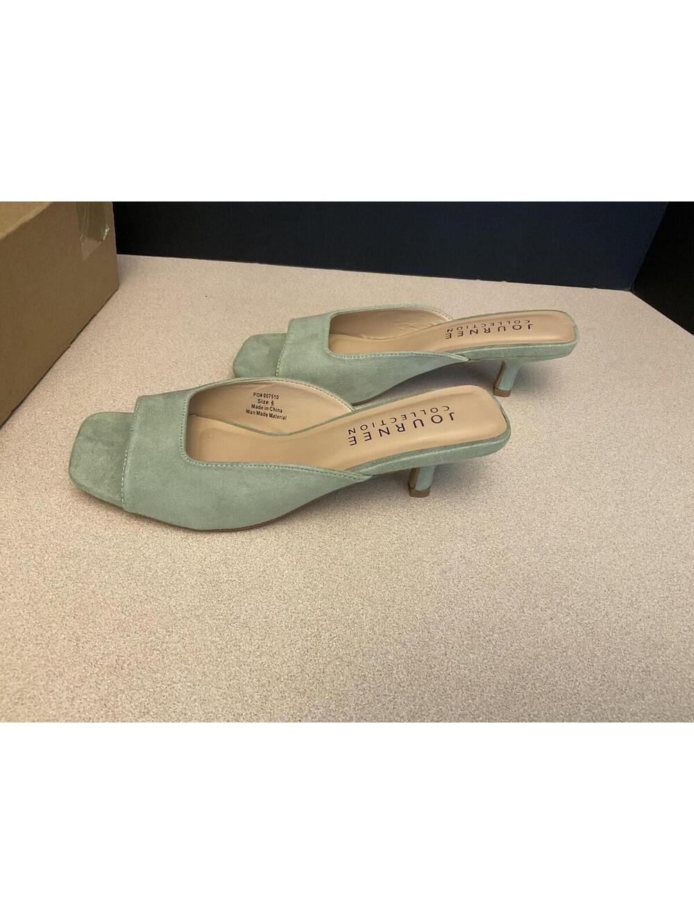 New! Womens Journee Collection Larna Sage Slip On Kitten Heel Sandals. Size 6. - Picture 4 of 6